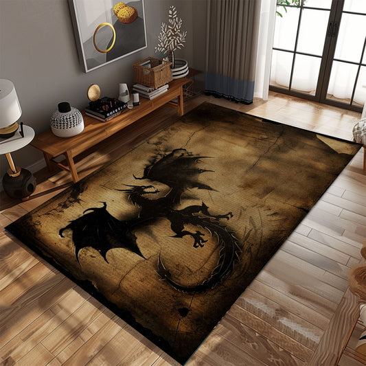 Stylish Dragon Rug for Yoga Studio - Inspiring and Comfortable Rug for Mindful Practices, Gift For Dragon Lovers, Personalized Dragon Rug for Living Room, Bedroom Home Decor DG33