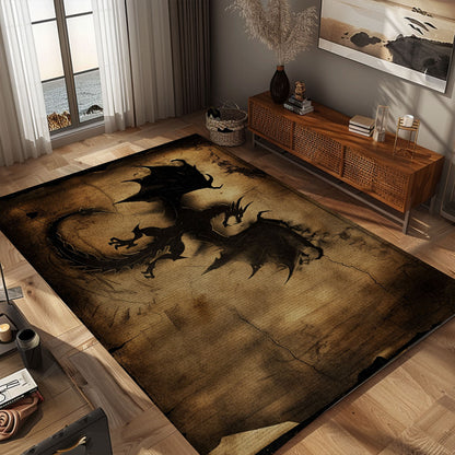 Stylish Dragon Rug for Yoga Studio - Inspiring and Comfortable Rug for Mindful Practices, Gift For Dragon Lovers, Personalized Dragon Rug for Living Room, Bedroom Home Decor DG33