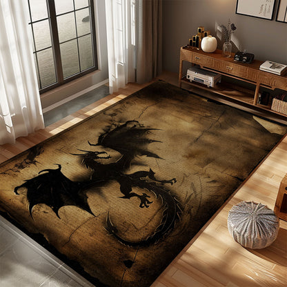 Stylish Dragon Rug for Yoga Studio - Inspiring and Comfortable Rug for Mindful Practices, Gift For Dragon Lovers, Personalized Dragon Rug for Living Room, Bedroom Home Decor DG33