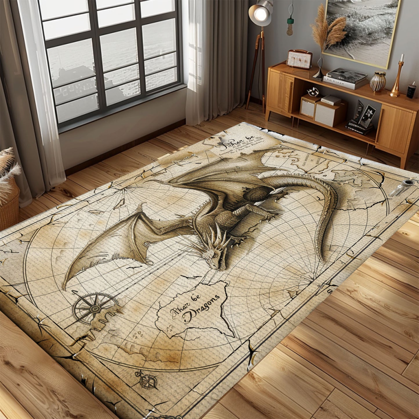 Artistic Dragon Area Rug for Nursery - Safe and Soft Rug with Adorable Dragon Illustrations for Babies, Gift For Dragon Lovers, Personalized Dragon Rug for Living Room, Bedroom Home Decor DG31