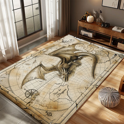 Artistic Dragon Area Rug for Nursery - Safe and Soft Rug with Adorable Dragon Illustrations for Babies, Gift For Dragon Lovers, Personalized Dragon Rug for Living Room, Bedroom Home Decor DG31