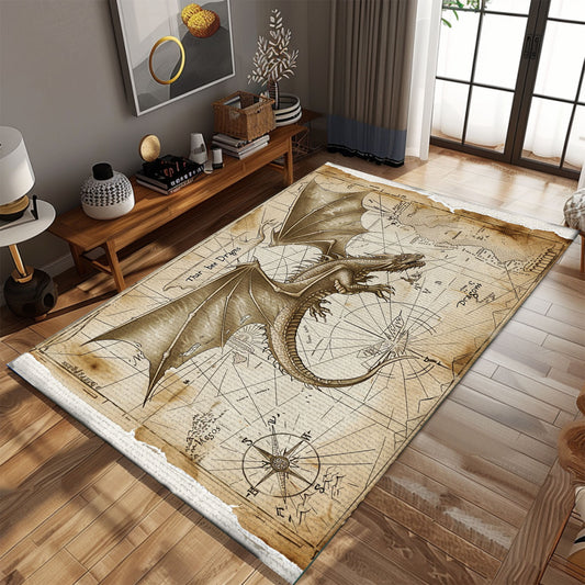 Elegant Dragon Rug for Hallway - Long Runner with Exquisite Dragon Motifs for Narrow Spaces, Gift For Dragon Lovers, Personalized Dragon Rug for Living Room, Bedroom Home Decor DG30