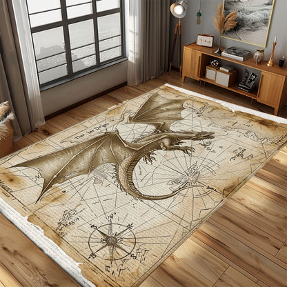 Elegant Dragon Rug for Hallway - Long Runner with Exquisite Dragon Motifs for Narrow Spaces, Gift For Dragon Lovers, Personalized Dragon Rug for Living Room, Bedroom Home Decor DG30