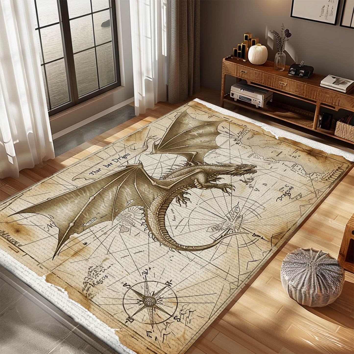 Elegant Dragon Rug for Hallway - Long Runner with Exquisite Dragon Motifs for Narrow Spaces, Gift For Dragon Lovers, Personalized Dragon Rug for Living Room, Bedroom Home Decor DG30