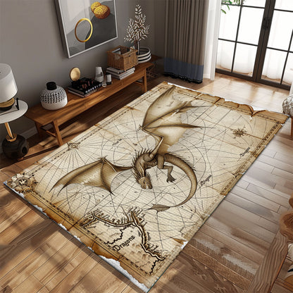 Dragon Rug for Gaming Room - Enhance Your Space with a Rug Featuring Your Favorite Mythical Beast, Gift For Dragon Lovers, Personalized Dragon Rug for Living Room, Bedroom Home Decor DG29