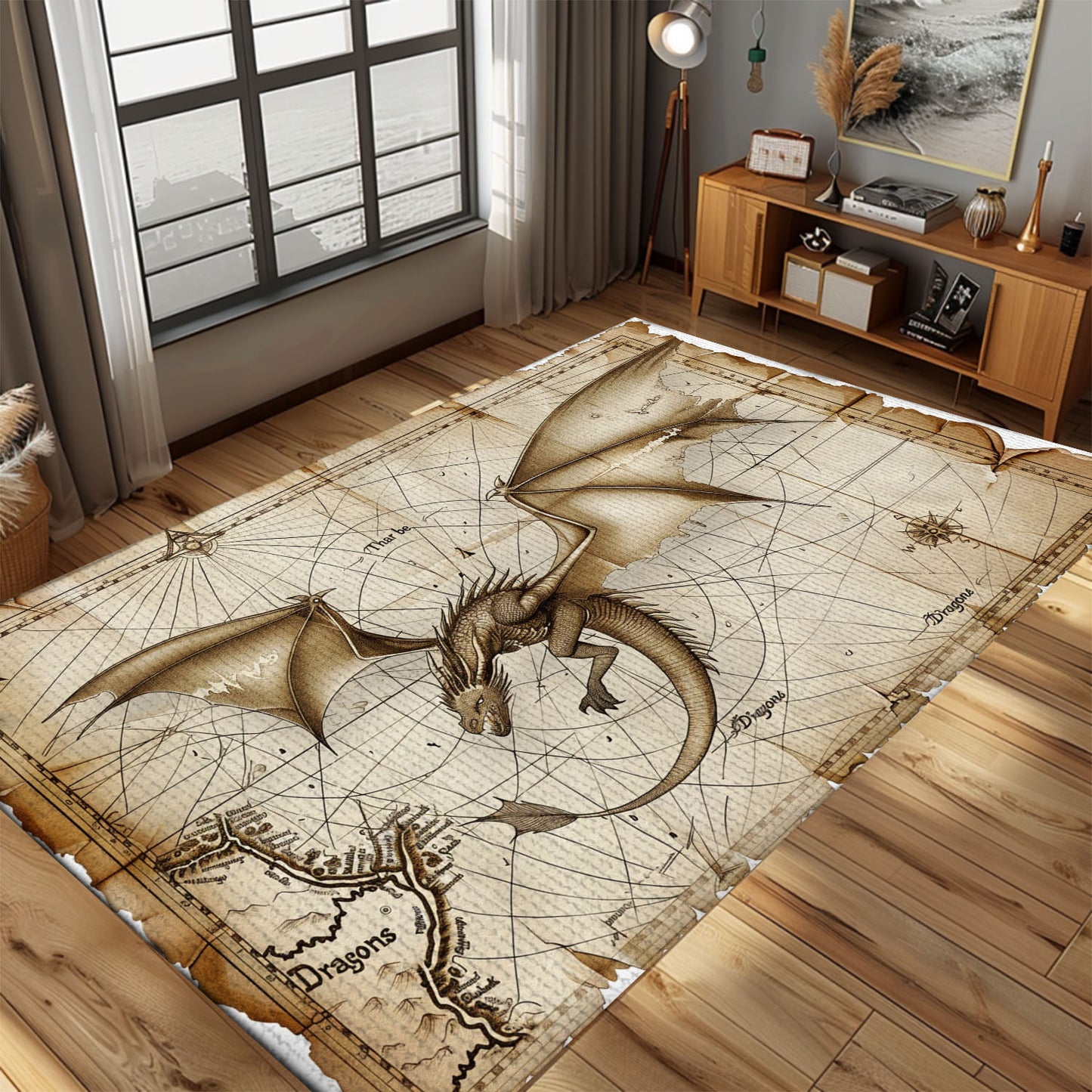 Dragon Rug for Gaming Room - Enhance Your Space with a Rug Featuring Your Favorite Mythical Beast, Gift For Dragon Lovers, Personalized Dragon Rug for Living Room, Bedroom Home Decor DG29