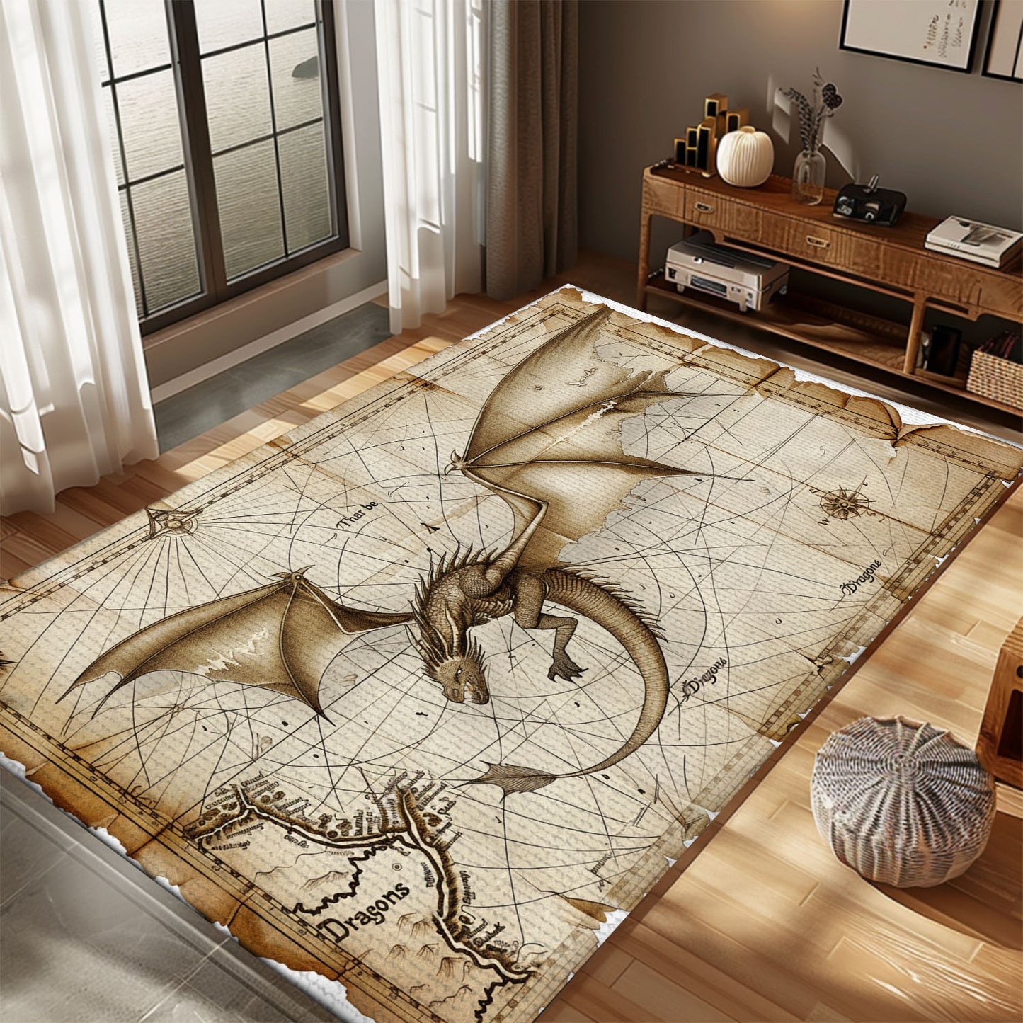 Dragon Rug for Gaming Room - Enhance Your Space with a Rug Featuring Your Favorite Mythical Beast, Gift For Dragon Lovers, Personalized Dragon Rug for Living Room, Bedroom Home Decor DG29