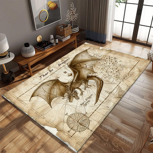 Modern Dragon Themed Area Rug - Contemporary Design with Intricate Dragon Patterns, Gift For Dragon Lovers, Personalized Dragon Rug for Living Room, Bedroom Home Decor DG28