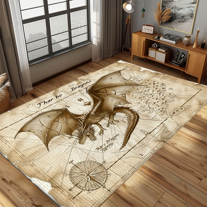 Modern Dragon Themed Area Rug - Contemporary Design with Intricate Dragon Patterns, Gift For Dragon Lovers, Personalized Dragon Rug for Living Room, Bedroom Home Decor DG28