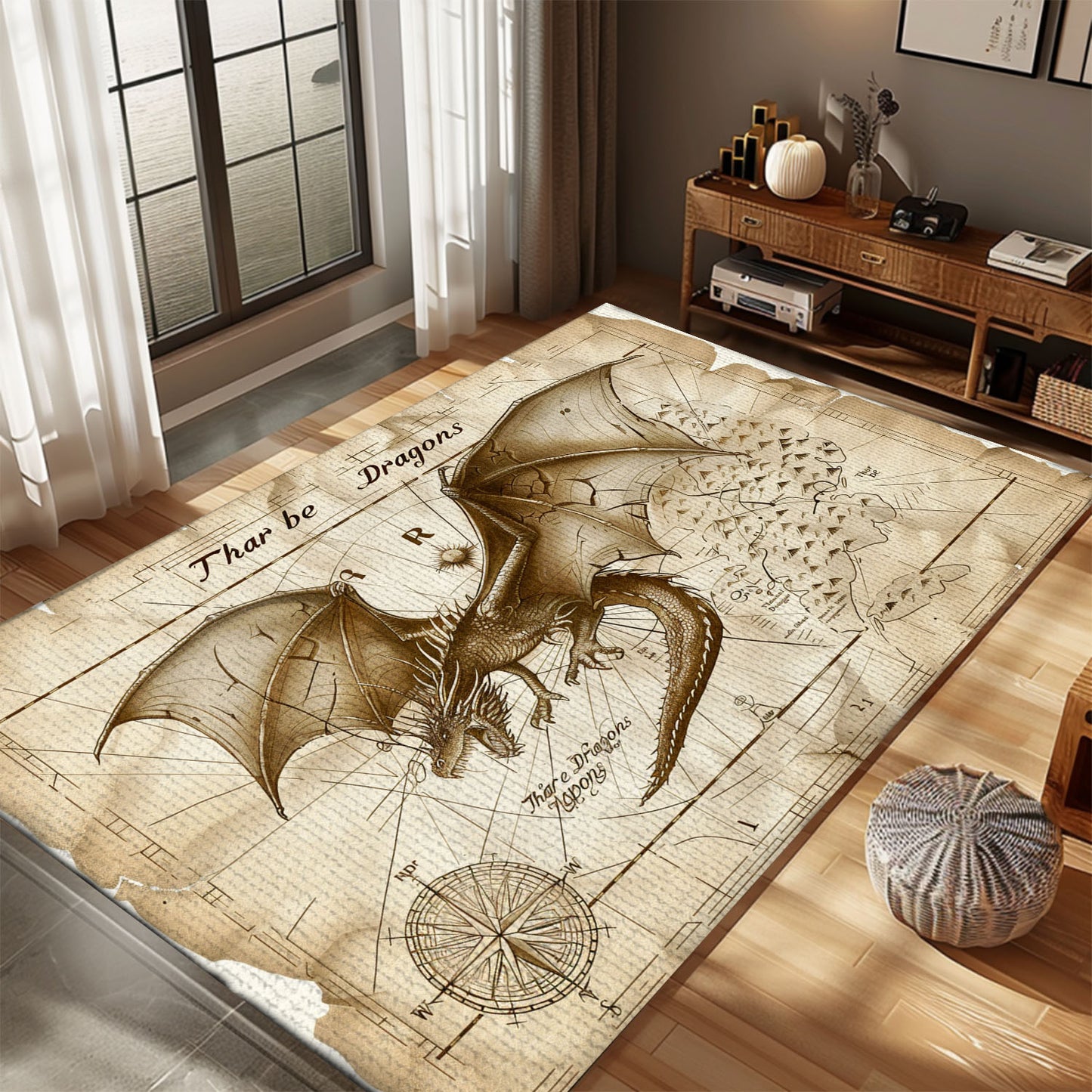 Modern Dragon Themed Area Rug - Contemporary Design with Intricate Dragon Patterns, Gift For Dragon Lovers, Personalized Dragon Rug for Living Room, Bedroom Home Decor DG28