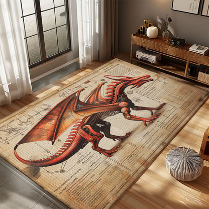 Vibrant Dragon Rug for Art Studio - Inspiring and Creative Addition to an Artist’s Workspace, Gift For Dragon Lovers, Personalized Dragon Rug for Living Room, Bedroom Home Decor DG38