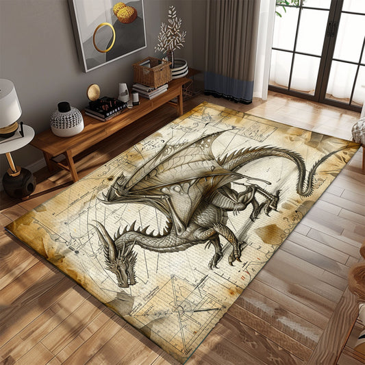 Luxurious Dragon Themed Rugs - Ideal for Fans of Mythical Creatures and Fantasy Home Decorations, Gift For Dragon Lovers, Personalized Dragon Rug for Living Room, Bedroom Home Decor DG23