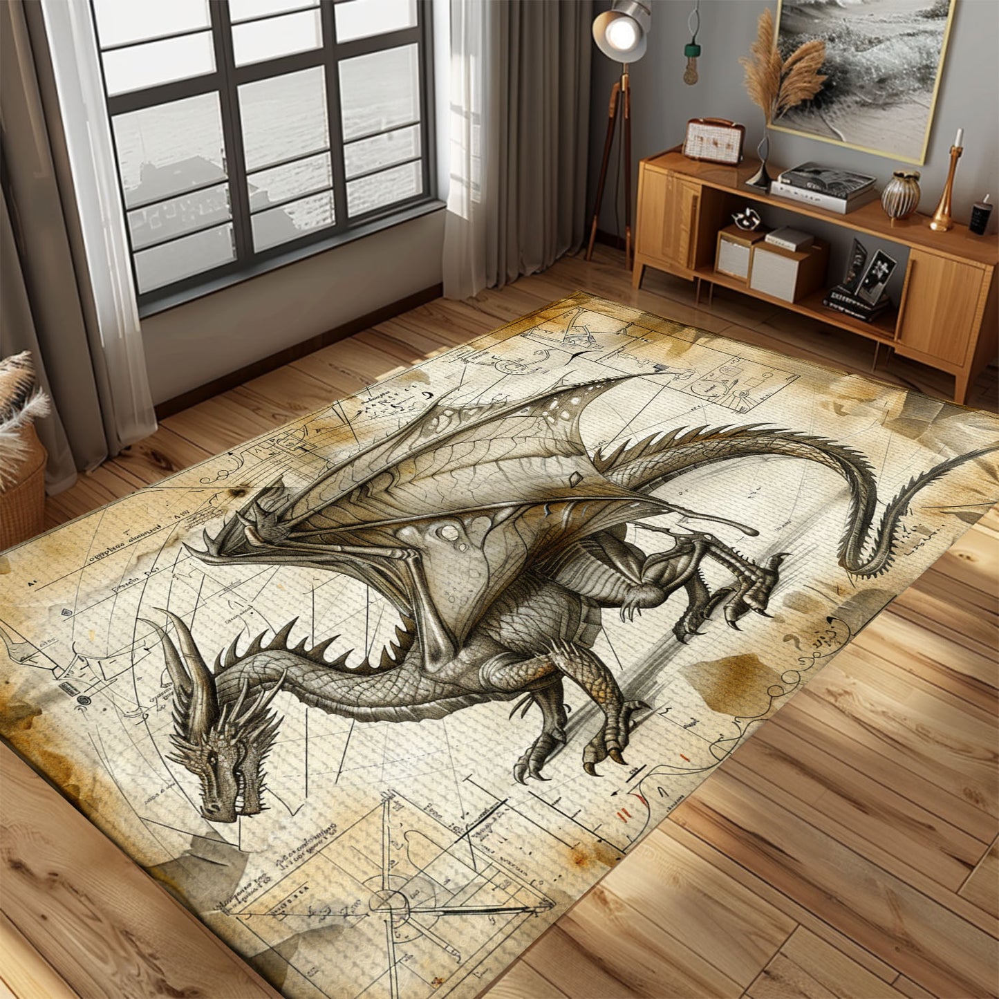 Luxurious Dragon Themed Rugs - Ideal for Fans of Mythical Creatures and Fantasy Home Decorations, Gift For Dragon Lovers, Personalized Dragon Rug for Living Room, Bedroom Home Decor DG23