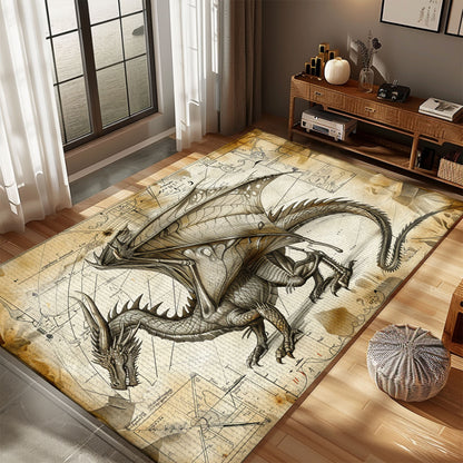 Luxurious Dragon Themed Rugs - Ideal for Fans of Mythical Creatures and Fantasy Home Decorations, Gift For Dragon Lovers, Personalized Dragon Rug for Living Room, Bedroom Home Decor DG23