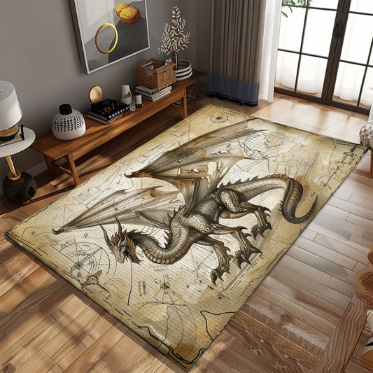 Unique Dragon Area Rug for Bedrooms - Create a Mystical Atmosphere with Detailed Dragon Artwork, Gift For Dragon Lovers, Personalized Dragon Rug for Living Room, Bedroom Home Decor DG22