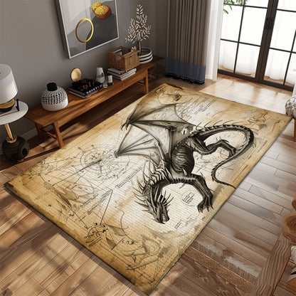 Large Dragon Rug for Living Room Decor - Perfect for Adding a Touch of Fantasy and Elegance to Your Space, Gift For Dragon Lovers, Personalized Dragon Rug for Living Room, Bedroom Home Decor DG21