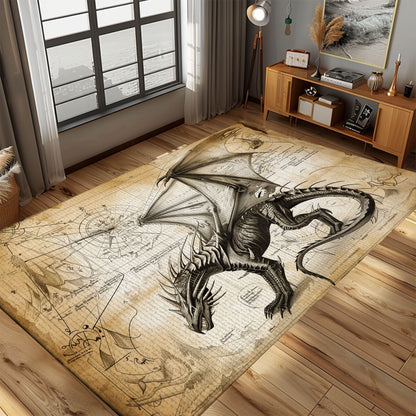 Large Dragon Rug for Living Room Decor - Perfect for Adding a Touch of Fantasy and Elegance to Your Space, Gift For Dragon Lovers, Personalized Dragon Rug for Living Room, Bedroom Home Decor DG21