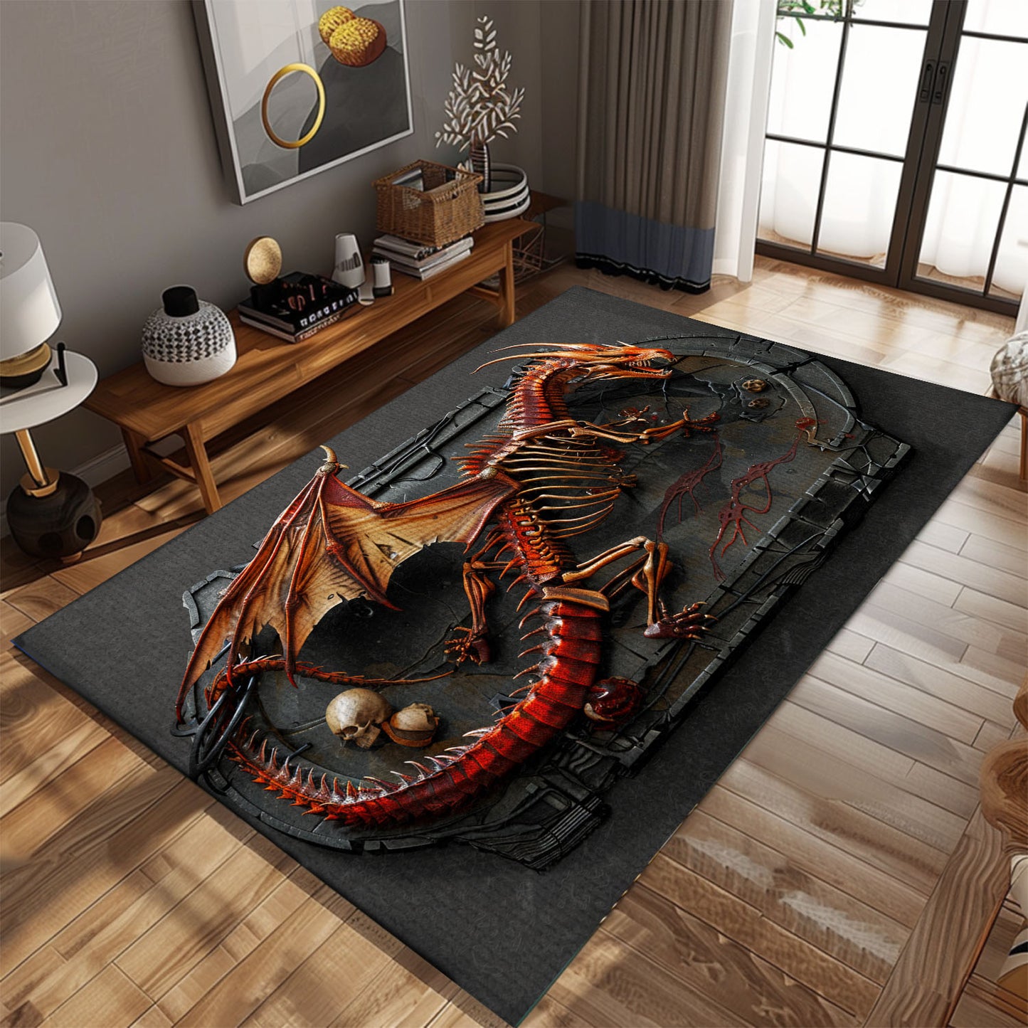 Dragon Area Rug with Mythical Designs - Ideal for Fantasy Lovers and Unique Home Decor, Gift For Dragon Lovers, Personalized Dragon Rug for Living Room, Bedroom Home Decor DG18