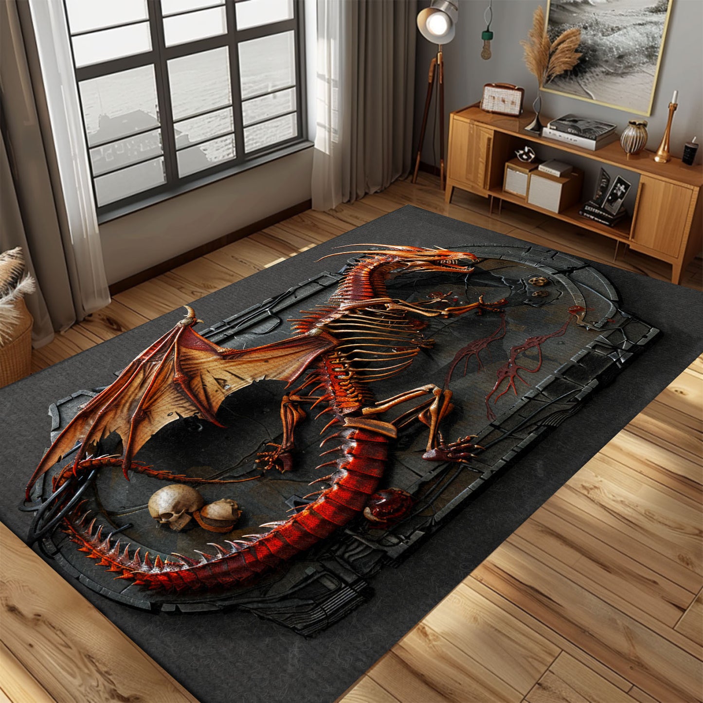 Dragon Area Rug with Mythical Designs - Ideal for Fantasy Lovers and Unique Home Decor, Gift For Dragon Lovers, Personalized Dragon Rug for Living Room, Bedroom Home Decor DG18