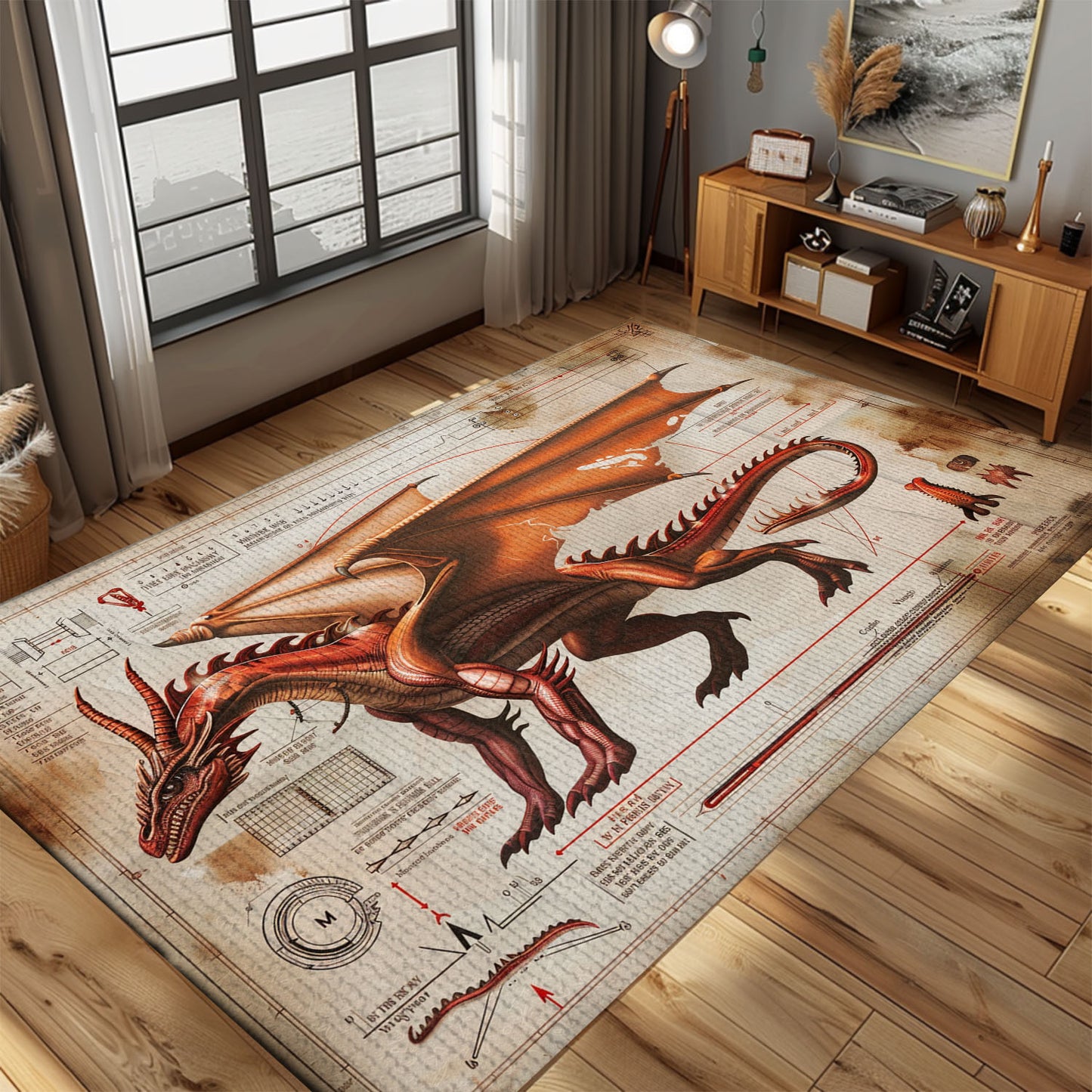 Handcrafted Dragon Rug for Entryway - Durable and Artistic Welcome Mat for Your Home, Gift For Dragon Lovers, Personalized Dragon Rug for Living Room, Bedroom Home Decor DG27