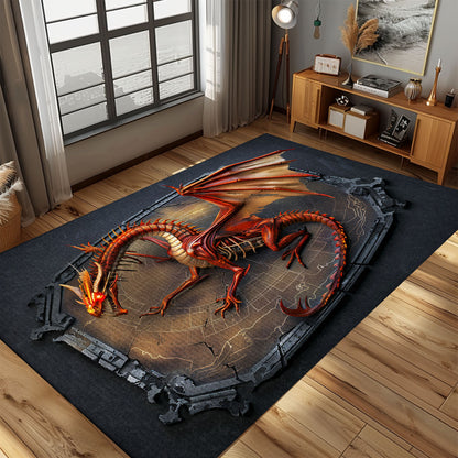 Cozy Dragon Area Rug - Add Comfort and Style to Your Home with This Unique Dragon Rug, Gift For Dragon Lovers, Personalized Dragon Rug for Living Room, Bedroom Home Decor DG14