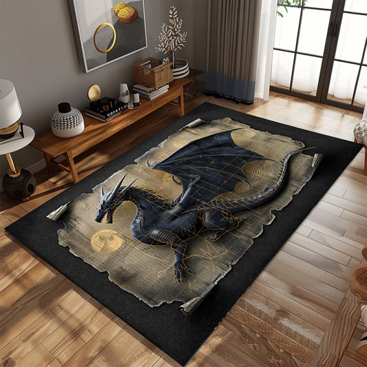 Artistic Dragon Area Rug - A Beautifully Crafted Piece for Fantasy-Themed Home Decor, Gift For Dragon Lovers, Personalized Dragon Rug for Living Room, Bedroom Home Decor DG13