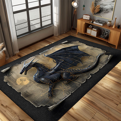 Artistic Dragon Area Rug - A Beautifully Crafted Piece for Fantasy-Themed Home Decor, Gift For Dragon Lovers, Personalized Dragon Rug for Living Room, Bedroom Home Decor DG13