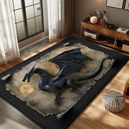 Artistic Dragon Area Rug - A Beautifully Crafted Piece for Fantasy-Themed Home Decor, Gift For Dragon Lovers, Personalized Dragon Rug for Living Room, Bedroom Home Decor DG13