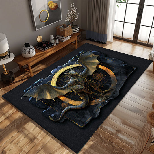 Dragon Area Rug with Vibrant Colors - Perfect for Adding a Pop of Color to Your Home, Gift For Dragon Lovers, Personalized Dragon Rug for Living Room, Bedroom Home Decor DG12