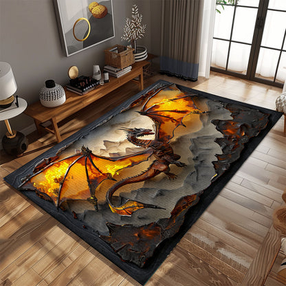 Unique Dragon-Themed Area Rug - Ideal for Fantasy Fans and Home Decor Aficionados, Gift For Dragon Lovers, Personalized Dragon Rug for Living Room, Bedroom Home Decor DG11