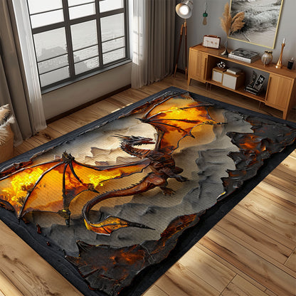 Unique Dragon-Themed Area Rug - Ideal for Fantasy Fans and Home Decor Aficionados, Gift For Dragon Lovers, Personalized Dragon Rug for Living Room, Bedroom Home Decor DG11