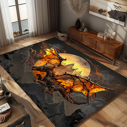 Decorative Dragon Area Rug - A Stunning Addition to Your Home’s Interior Design, Gift For Dragon Lovers, Personalized Dragon Rug for Living Room, Bedroom Home Decor DG09