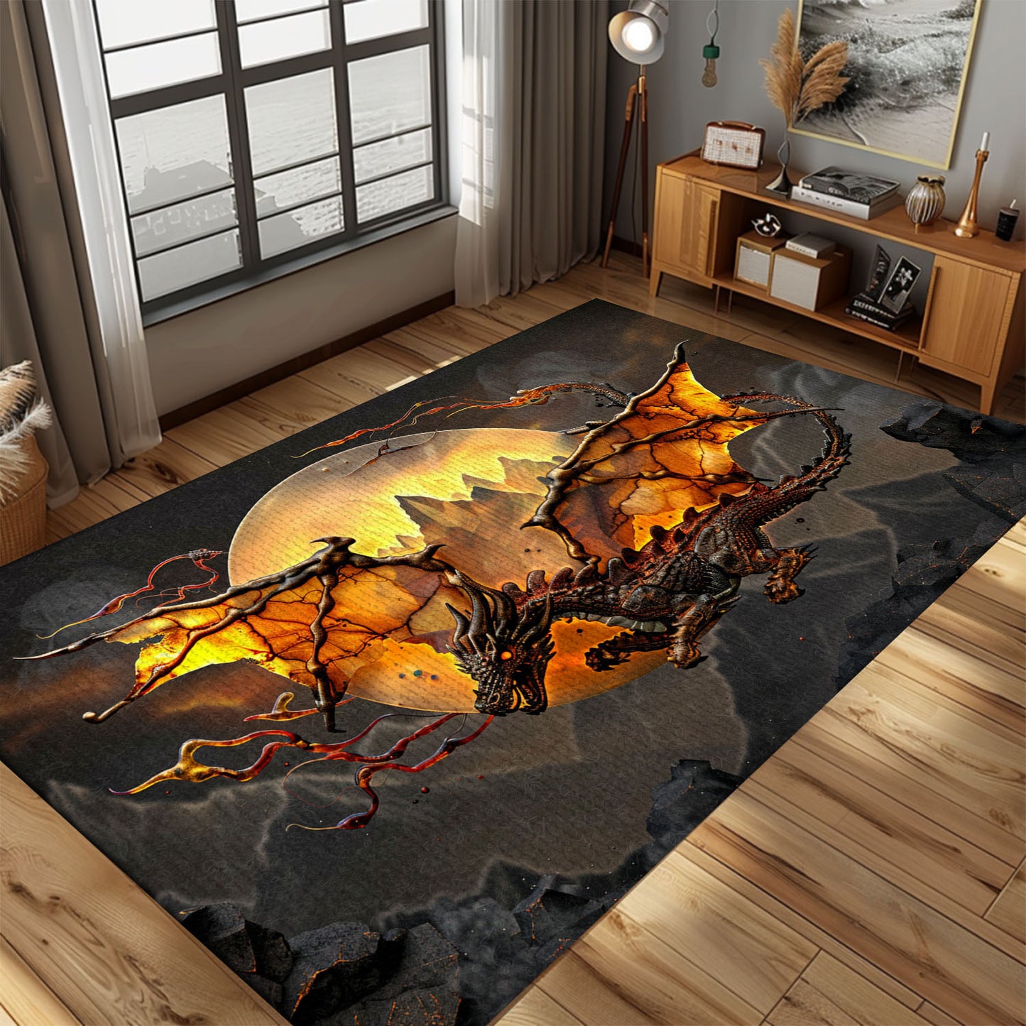 Decorative Dragon Area Rug - A Stunning Addition to Your Home’s Interior Design, Gift For Dragon Lovers, Personalized Dragon Rug for Living Room, Bedroom Home Decor DG09