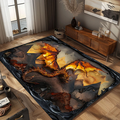 Large Dragon-Themed Area Rug - Enhance Your Living Space with This Beautifully Designed Rug, Gift For Dragon Lovers, Personalized Dragon Rug for Living Room, Bedroom Home Decor DG08