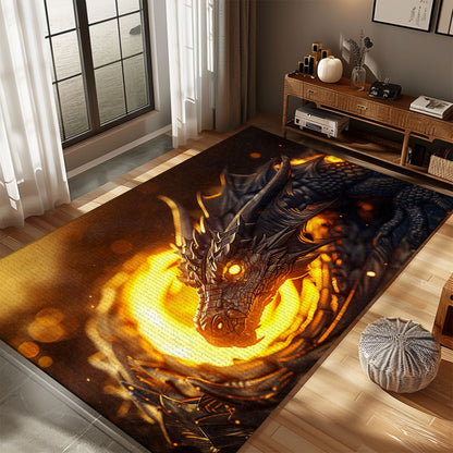 Fantasy Dragon Area Rug - Add a Mythical Touch to Your Home Decor with This Unique Rug, Gift For Dragon Lovers, Personalized Dragon Rug for Living Room, Bedroom Home Decor DG06