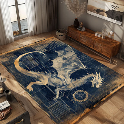 Dragon Area Rug for Living Rooms - Ideal for Adding a Touch of Magic to Your Home, Gift For Dragon Lovers, Personalized Dragon Rug for Living Room, Bedroom Home Decor DG16