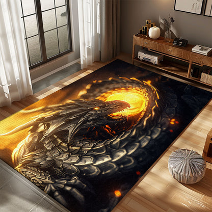 Elegant Dragon-Themed Area Rug - A Perfect Blend of Style and Comfort for Your Home, Gift For Dragon Lovers, Personalized Dragon Rug for Living Room, Bedroom Home Decor DG04