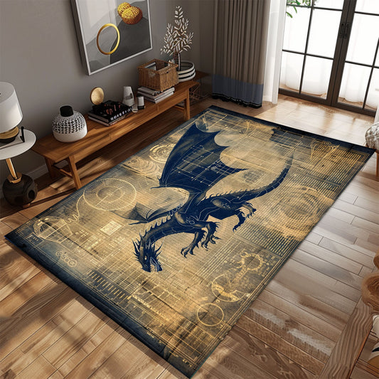 Premium Dragon Area Rug for Stylish Home Interiors - Ideal for Living Rooms and Bedrooms, Gift For Dragon Lovers, Personalized Dragon Rug for Living Room, Bedroom Home Decor DG05