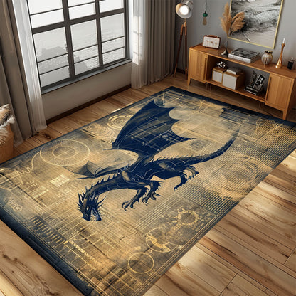 Premium Dragon Area Rug for Stylish Home Interiors - Ideal for Living Rooms and Bedrooms, Gift For Dragon Lovers, Personalized Dragon Rug for Living Room, Bedroom Home Decor DG05