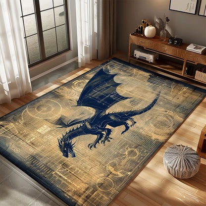 Premium Dragon Area Rug for Stylish Home Interiors - Ideal for Living Rooms and Bedrooms, Gift For Dragon Lovers, Personalized Dragon Rug for Living Room, Bedroom Home Decor DG05