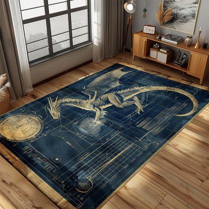 Dragon Area Rug with Intricate Designs - Ideal for Fantasy Lovers and Home Decor Enthusiasts, Gift For Dragon Lovers, Personalized Dragon Rug for Living Room, Bedroom Home Decor DG03