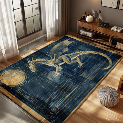 Dragon Area Rug with Intricate Designs - Ideal for Fantasy Lovers and Home Decor Enthusiasts, Gift For Dragon Lovers, Personalized Dragon Rug for Living Room, Bedroom Home Decor DG03