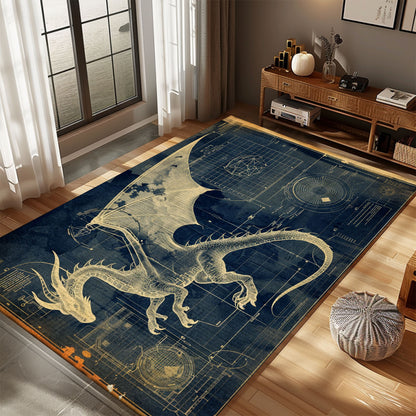 Dragon Area Rug - Perfect for Adding a Touch of Fantasy to Any Room, Gift For Dragon Lovers, Personalized Dragon Rug for Living Room, Bedroom Home Decor DG02