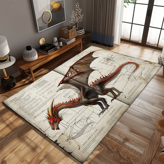 Large Dragon Area Rug for Living Rooms and Bedrooms - Unique Dragon-Themed Home Decor, Gift For Dragon Lovers, Personalized Dragon Rug for Living Room, Bedroom Home Decor DG01