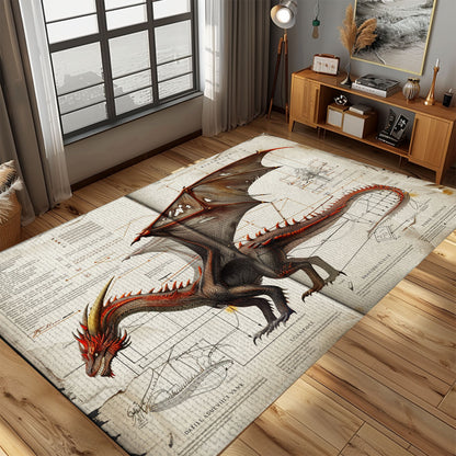 Large Dragon Area Rug for Living Rooms and Bedrooms - Unique Dragon-Themed Home Decor, Gift For Dragon Lovers, Personalized Dragon Rug for Living Room, Bedroom Home Decor DG01