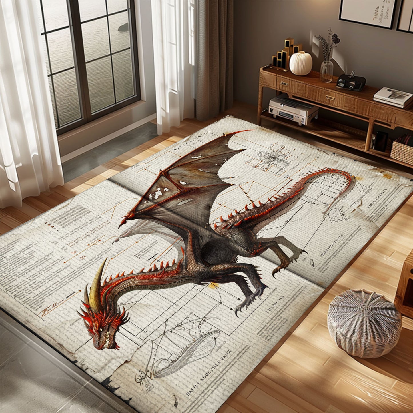 Large Dragon Area Rug for Living Rooms and Bedrooms - Unique Dragon-Themed Home Decor, Gift For Dragon Lovers, Personalized Dragon Rug for Living Room, Bedroom Home Decor DG01