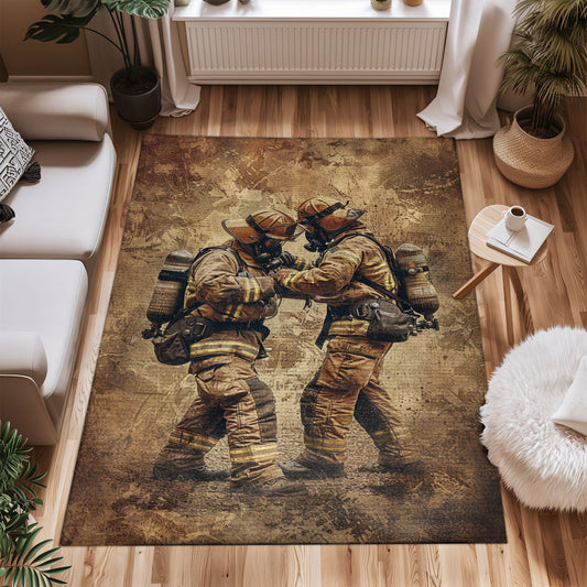 Vibrant Firefighter Heroes Custom Rectangular Rug: Honor Heroism in Your Home, Firefighter Rugs for Living Room Bedroom, Firefighter Rectangular Rugs Full Size FR63