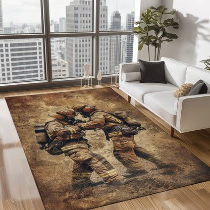 Vibrant Firefighter Heroes Custom Rectangular Rug: Honor Heroism in Your Home, Firefighter Rugs for Living Room Bedroom, Firefighter Rectangular Rugs Full Size FR63