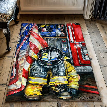 Rectangular Firefighter Carpet: Pay Tribute to Everyday Heroes, Firefighter Rugs for Living Room Bedroom, Firefighter Rectangular Rugs Full Size FR29