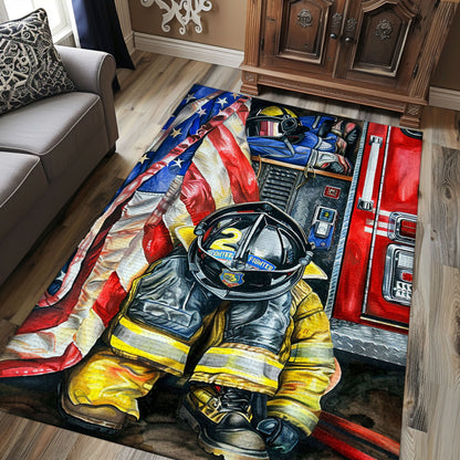 Rectangular Firefighter Carpet: Pay Tribute to Everyday Heroes, Firefighter Rugs for Living Room Bedroom, Firefighter Rectangular Rugs Full Size FR29